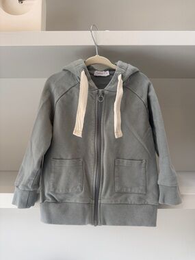 Jamie Kay Sage Green Zip Hoodie with Cream Drawstrings